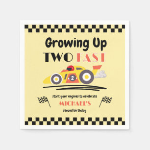 2nd Birthday Growing Up Two Fast Yellow Race Car Napkin