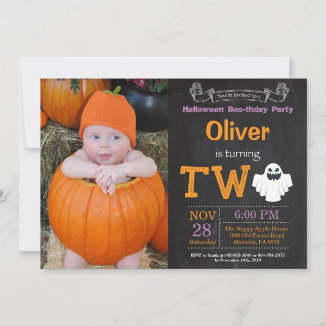 2nd Birthday Halloween Party Photo Invitation (Front)
