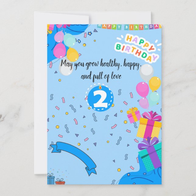 2nd Birthday Invitation – Cute & Customizable Part (Front)