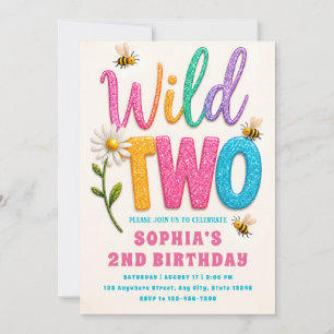 2nd Birthday Invitation Girl Wild Theme