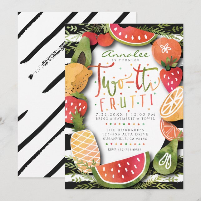 2ND BIRTHDAY INVITATION | Two-tti Frutti Party (Front/Back)