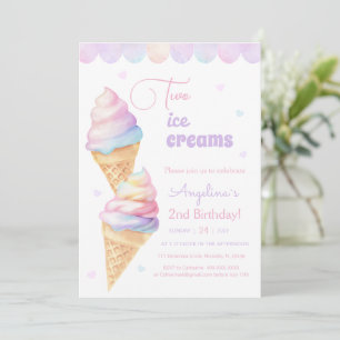 2nd birthday invitation with ice cream.
