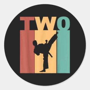 2nd Birthday Karate Taekwondo Theme 2 Year Old Classic Round Sticker