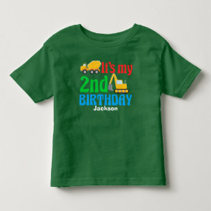 2nd Birthday Kids Construction Vehicle Party Toddler T-shirt