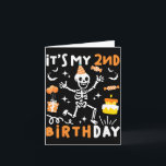 2nd birthday kids funny skeleton 2nd birthday card<br><div class="desc">2nd birthday kids funny skeleton 2nd birthday halloween boys</div>