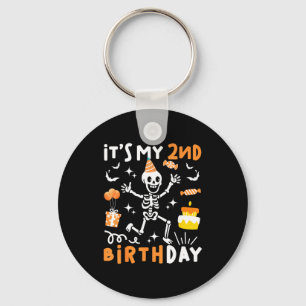 2nd birthday kids funny skeleton 2nd birthday keychain