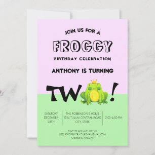 2nd Birthday Kids Party Frog Theme Invitation