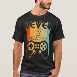2nd Birthday Level 2 Unlocked Video Gamer T-Shirt
