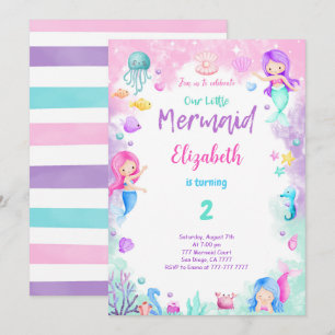 2nd Birthday Mermaid Invitation