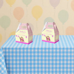 2nd birthday monkey pink cream party favor box