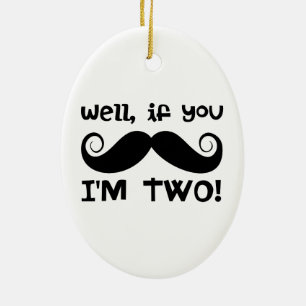 2nd Birthday Moustache Ceramic Ornament