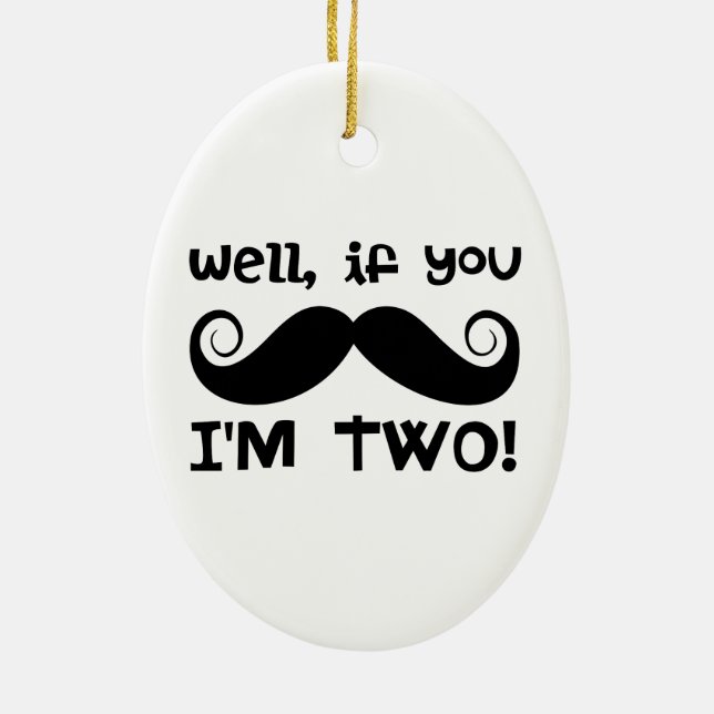 2nd Birthday Moustache Ceramic Ornament (Back)