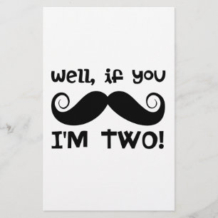 2nd Birthday Moustache Stationery