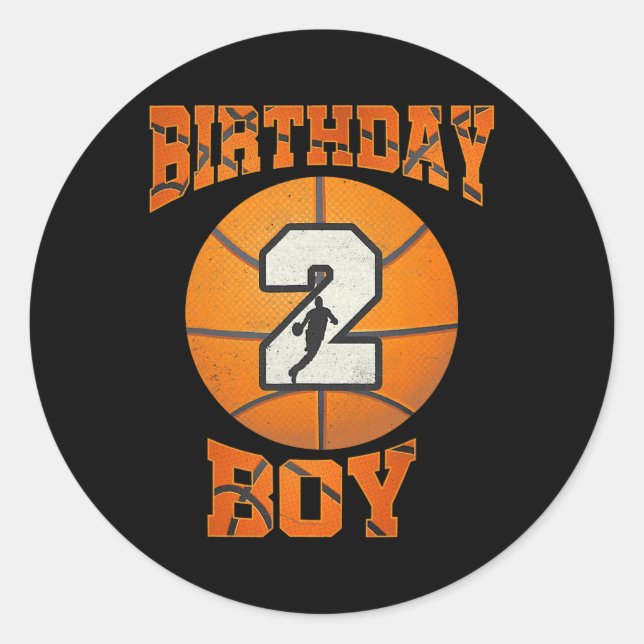 .2nd Birthday Outfit Boy Basketball Second 2 Year  Classic Round Sticker (Front)