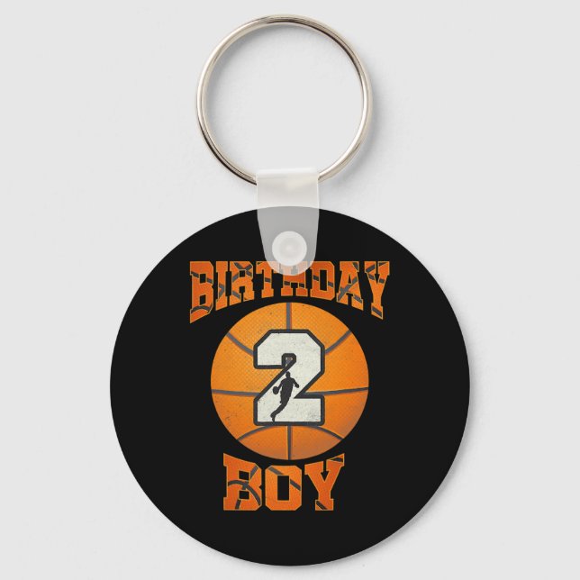 2nd Birthday Outfit Boy Basketball Second 2 Year O Keychain (Front)