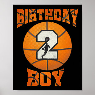 .2nd Birthday Outfit Boy Basketball Second 2 Year Poster