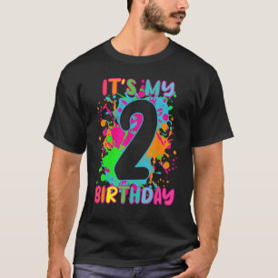 2nd Birthday paint splashes kids girls boys 2 yea T-Shirt