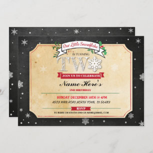 2nd Birthday Party 2 Two Winter Festive Ice Invite