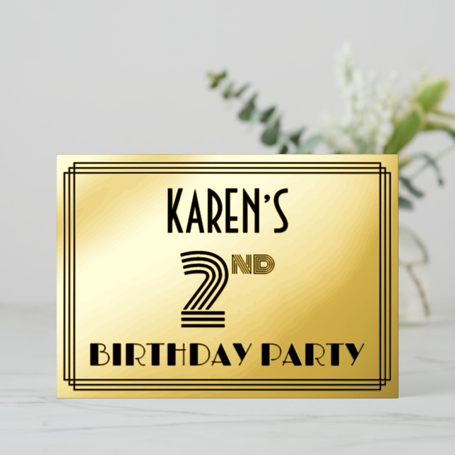 2nd Birthday Party — Art Deco Style “2” & Name (Standing Front)
