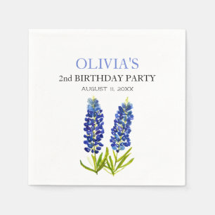 2nd Birthday Party Bluebonnets Flowers Baby Girl Napkin