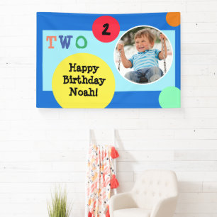 2nd Birthday Party Decor Colourful Banner