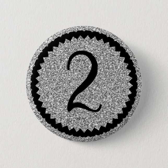 2nd Birthday Party Silver Glitter Classic 2 Inch Round Button (Front)