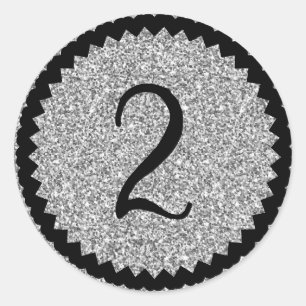 2nd Birthday Party Silver Glitter Classic Classic Round Sticker
