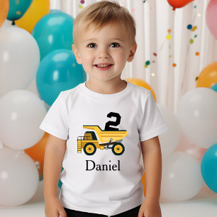 2nd Birthday Party Truck 2 Years Old Personalized Baby T-Shirt