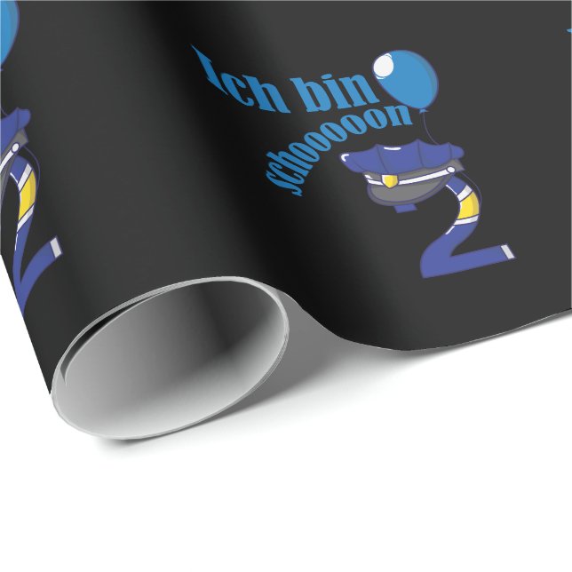 2nd Birthday Patrol Boys Children Police Paw Wrapping Paper (Roll Corner)