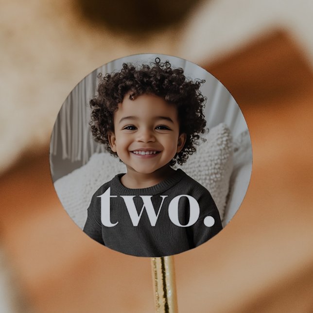 2nd Birthday Photo - two Classic Round Sticker (Zazzle 2nd Birthday Photo - two Classic Round Sticker)