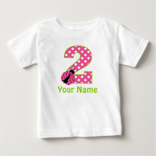 2nd Birthday Pink Green Ladybug Personalized Shirt
