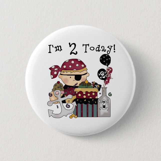 2nd  Birthday Pirate Tshirts and Gifts 2 Inch Round Button (Front)