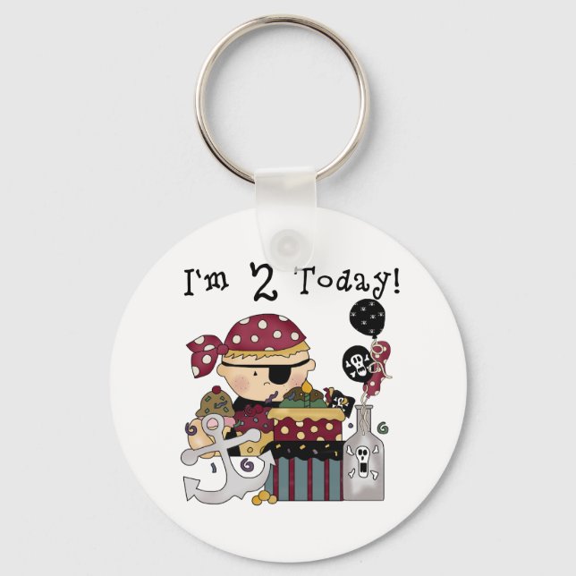 2nd  Birthday Pirate Tshirts and Gifts Keychain (Front)