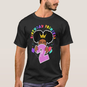 2nd Birthday Princess Natural Afro Puffs Girl T-Shirt