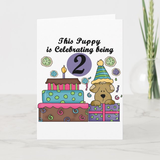 2nd Birthday Puppy Tshirts and Gifts Card (Front)