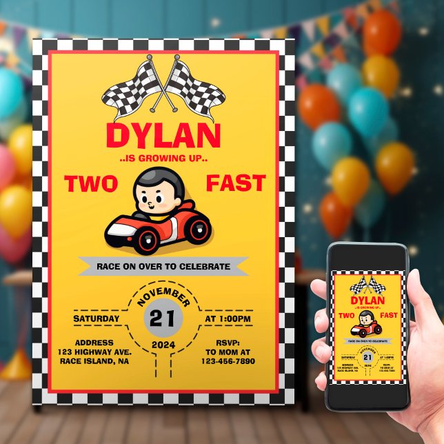 2nd Birthday Racer Cars Invitation (Creator Uploaded)