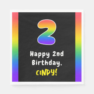 2nd Birthday: Rainbow Spectrum # 2, Custom Name Napkin