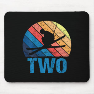 2nd Birthday Retro Ski Skiing 2 Year Old Boys Girl Mouse Pad