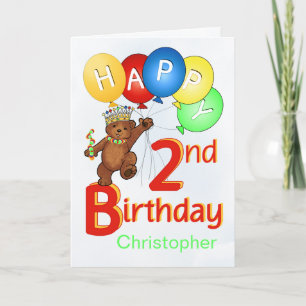 2nd Birthday Royal Teddy Bear Card