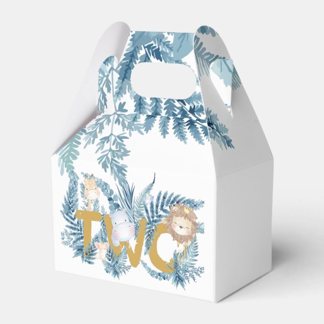 2nd Birthday Safari Animals Exotic Personalized Favor Box (Front Side)