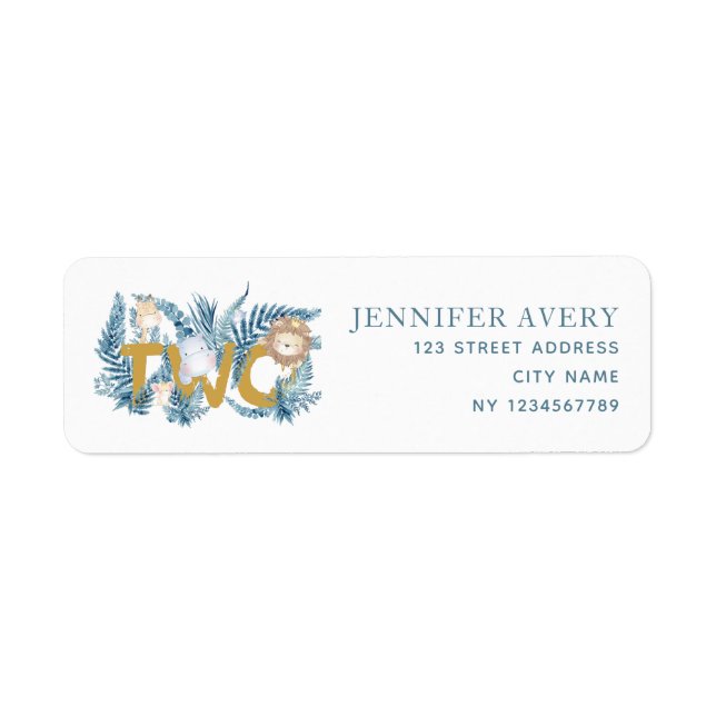 2nd Birthday Safari Animals Return Address (Front)