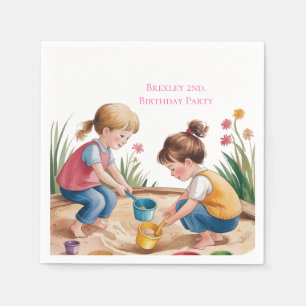 2nd Birthday Sandbox Girl Party Napkin