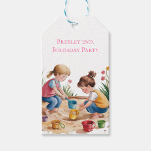 2nd Birthday Sandbox Girl Party Thank You Gift Tags