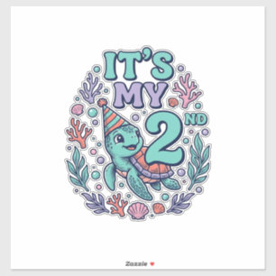 2nd Birthday Sea Turtle Vintage Engraving Design_1