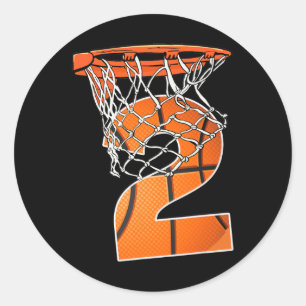 2nd Birthday Sport 2 Years Old Basketball 2 Boys K Classic Round Sticker