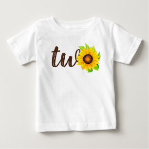 2nd Birthday Sunflower Two Cute Country Farm Party Baby T-Shirt
