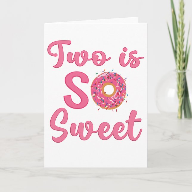 2nd Birthday Sweet Donut 2 Years Old Girl Gift Card (Front)
