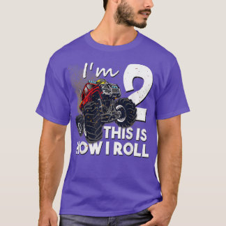 2nd Birthday T  Boy Monster Truck 2 Years Old Gift T-Shirt