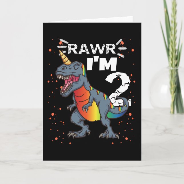 2nd Birthday T Rex Dinosaur Card (Front)