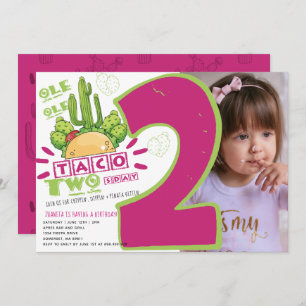 2nd Birthday Taco Fiesta Photo Invitation
